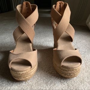 Tory Burch Peep Toe Cork Wedges